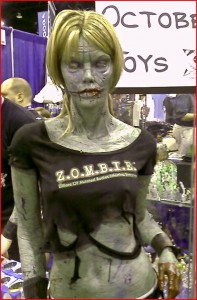 A zombie.  It's says so on her shirt.